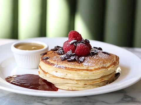 Breakfast recipe for fluffy American pancakes