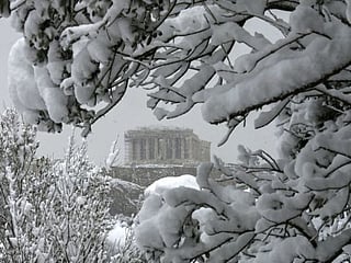 In pictures: Rare snow blankets Athens