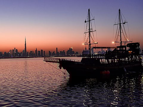 Dubai Skyline seen from Dubai Creek Harbour.