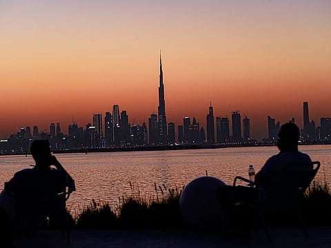 Dubai Skyline seen from Dubai Creek Harbour.