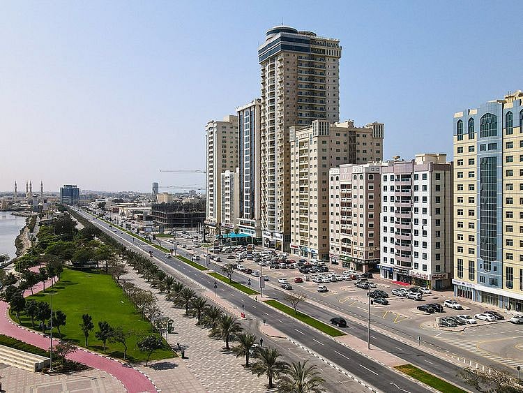Stock RAK Ras Al Khaimah skyline