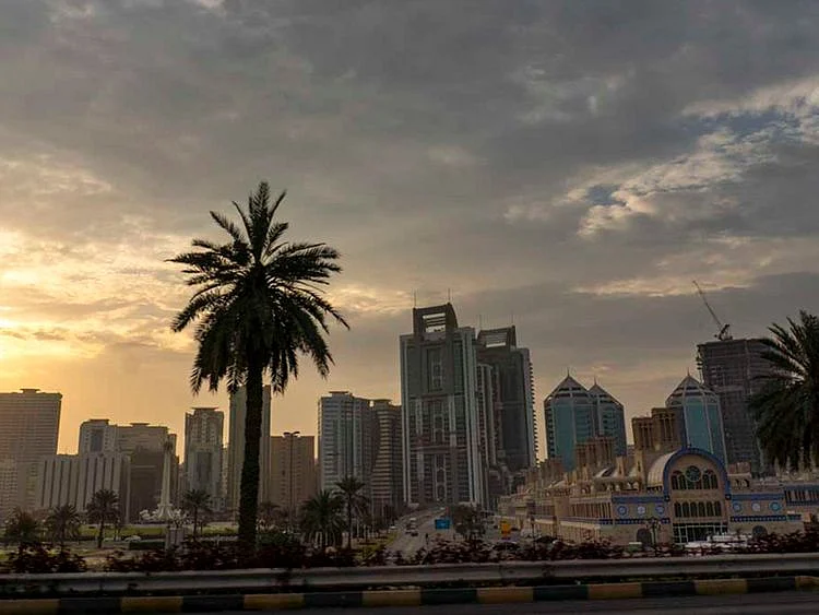 Stock Sharjah weather skyline property