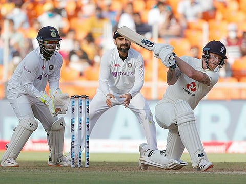 England's Ben Stokes during 2nd day of the 3rd Test vs India at Narendra Modi Stadium, Motera in Ahmedabad. 