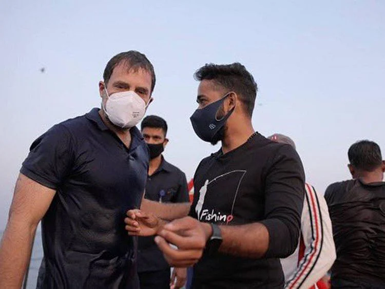 Rahul Gandhi goes swimming