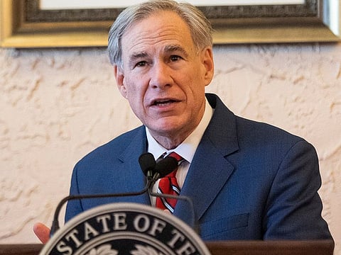 Texas Governor Greg Abbott delivers an announcement in Montelongo's Mexican Restaurant on Tuesday, March 2, 2021, in Lubbock, Texas. 