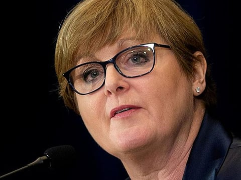 Australia's Minister for Defence Linda Reynolds speaks during a news conference at the US Department of State following the 30th AUSMIN in Washington, D.C. 