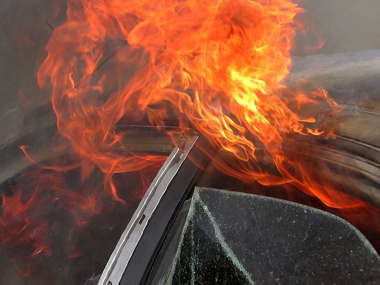STOCK car on fire