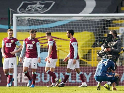 Burnley celebrate the leveller against Arsenal
