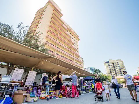 Market during the together&now – Alliance for the future event, a festival for eco-citizens taking place at the Alliance Française in Oud Metha, Dubai.  