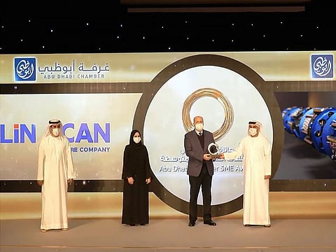 Pipecare Group's Wolfgang Krieg received the top award at the Abu Dhabi Chamber SME event.