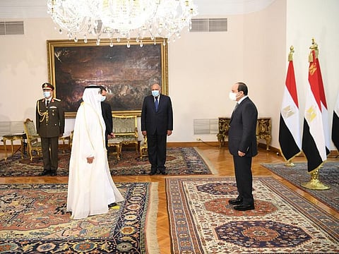 Hamad Saeed Al Shamsi presents his credentials to President of Egypt Abdel Fattah Al Sisi.