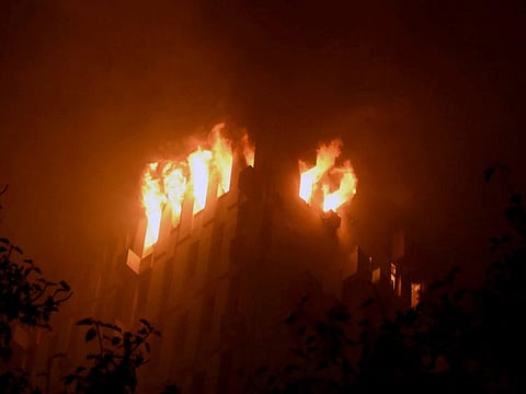 A fire broke out in a multistory building in Kolkata on Monday. 