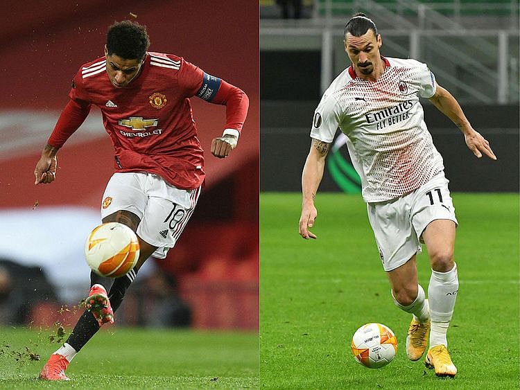 Manchester United's Marcus Rashford will be up against AC Milan's Zlatan Ibrahimovic in the Europa League