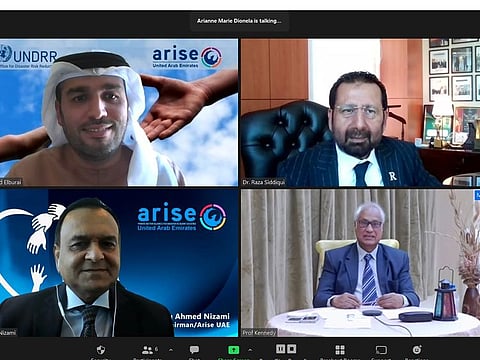 Speakers at the launch of the Global Online COVID-19 rehabilitation programme by Arise and RAK Hospital.