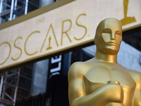 In this file photo an Oscar statue is seen at the red carpet arrivals area as preparations continue for the 88th Annual Academy Awards at Hollywood & Highland Center on February 25, 2016 in Hollywood, California.
