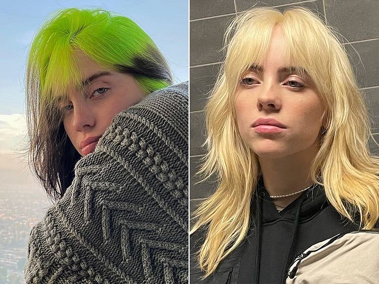 Billie Eilish goes from green to blonde