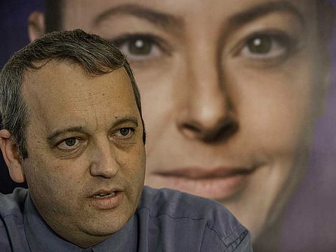 Gilad Kariv, leader of the Reform movement in Israel and a candidate for Knesset on the Labor party list, poses for a photo at the Party's headquarter In Tel Aviv, Israel, Wednesday, March 17, 2021. Gilad Kariv is poised to make history this month as the first Reform rabbi to win a seat in Israel's parliament.