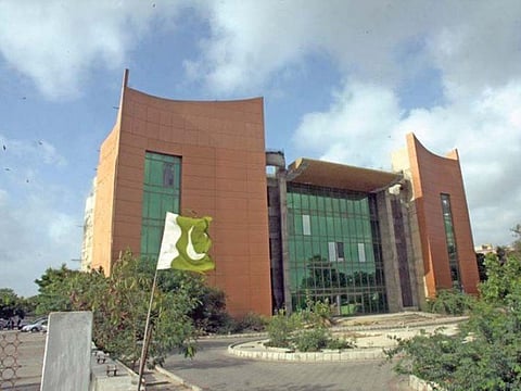 The under-construction project of Faizi Rahmeen Art Gallery and Auditorium in Karachi.