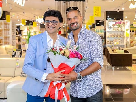 Anis Sajan [L] with Shikhar Dhawan [R]