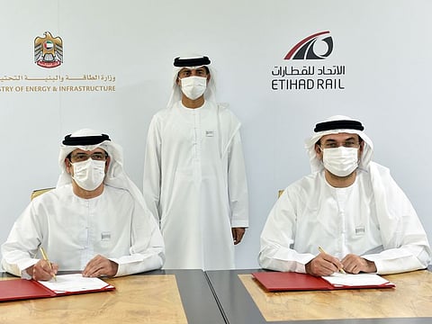 Signing on the dotted line... Etihad Rail and Ministry of Energy and Infrastructure will work together on safety permits.