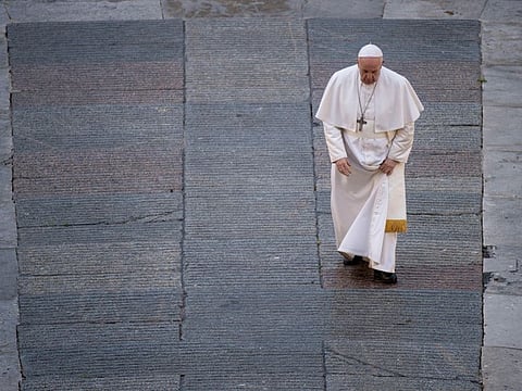 Pope Francis in a still from movie 'Francesco'.