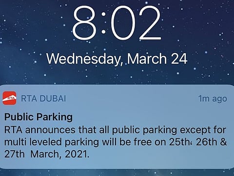 The notification from RTA. 