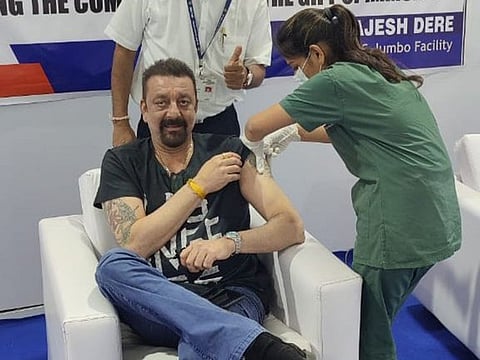 Sanjay Dutt gets the COVID-19 vaccine.