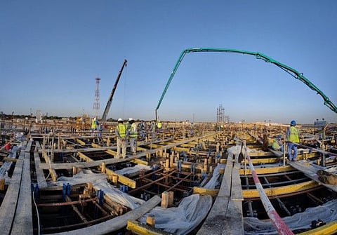 Construction work at the first Hindu temple in Abu Dhabi. 