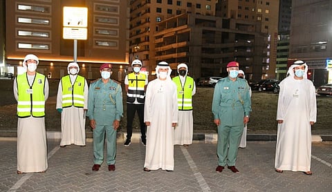 Sharjah Municipality officers during the operation.