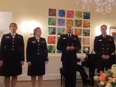 A screenshot from the video of US Navy members singing Hindi song 'Yeh Jo Desh Hai Tera'