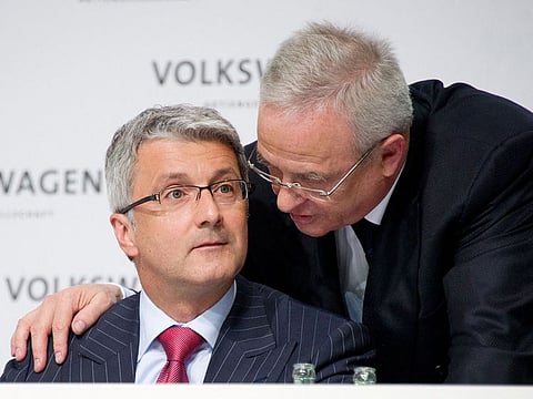 Martin Winterkorn, right, former Chairman of Volkswagen, and Rupert Stadler, former CEO of Audi, in a file photo from 2012.