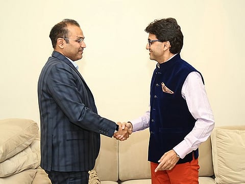 Anis Sajan with Virendra Sehwag