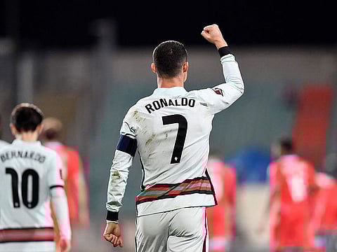 Portugal's forward Cristiano Ronaldo celebrates.