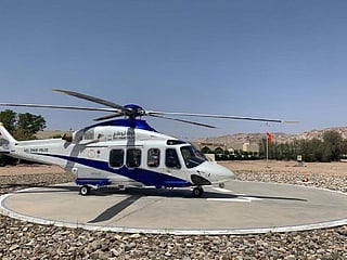 A helicopter on a heliport in the UAE. The picture is used for illustrative purposes.