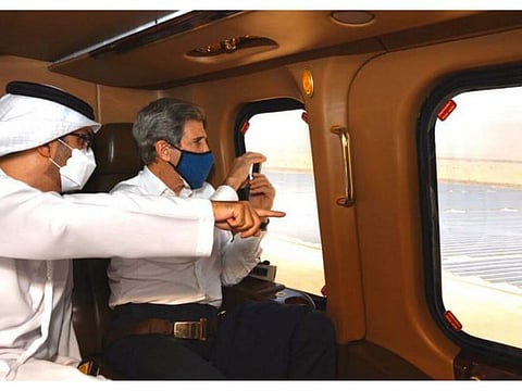 John Kerry with Sultan Al Jaber visit Noor Abu Dhabi, the world’s largest single-site solar project.