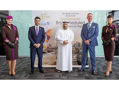 Etihad's first commercial flight to Israel took off on Tuesday morning.