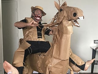 Look: Australian man creates paper horse out of lunch bags in hotel quarantine