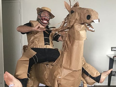 Look: Australian man creates paper horse out of lunch bags in hotel quarantine