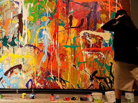 John Andrew Perello, also known as JonOne, is seen after it found with the brush strokes by a couple, center green color, in Seoul, South Korea. 