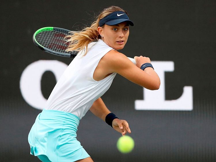 Paula Badosa of Spain in action against Ashleigh Barty 