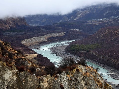 This photo taken on March 28, 2021 shows the Yarlung Zangbo Grand Canyon in Nyingchi city, in China's western Tibet region. 