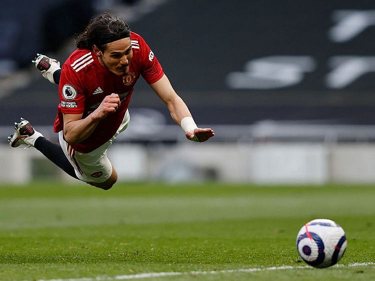 Manchester United's Edinson Cavani against Tottenham Hotspur.