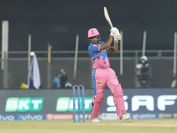 Sanju Samson, captain of Rajasthan Royals plays a shot. 