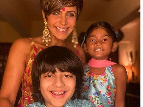 Mandira Bedi with her son and daughter Tara