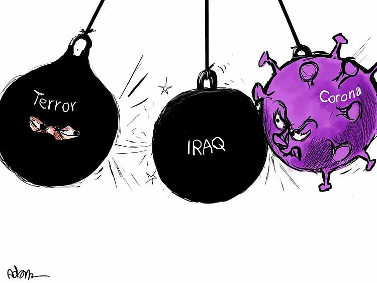 Cartoon Iraq covid war