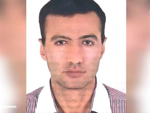 This April 17, 2021 frame grab from the Islamic Republic Iran Broadcasting, IRIB, state-run TV, shows the portrait of a man identified as Reza Karimi alleged sabatoeur of incident that damaged a centrifuges hall at Natanz Uranium Enrichment Facility, on Sunday, April 11.