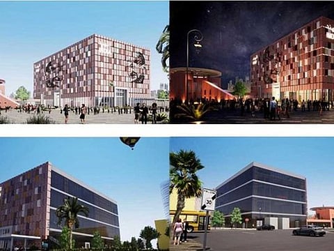 A combination of pictures shows artist’s impression of the final look of the India pavilion at Expo 2020 Dubai.