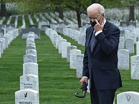 US President Joe Biden at the Arlington National cemetery 