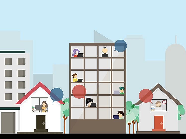 Stock hybrid workplaces