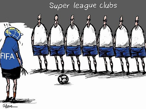 Cartoon: European Super League crumbles
